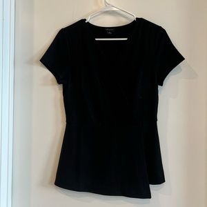 Ann Taylor Top (XS, Black, Asymmetrical Wrap)